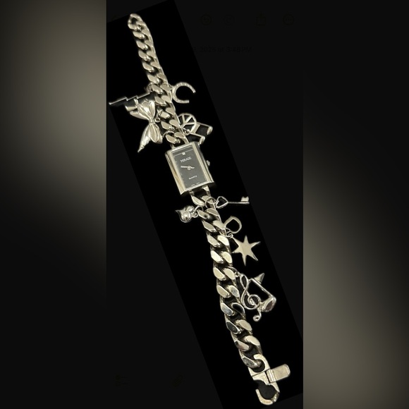 Mirage Silver Toned Women's Charm Bracelet Watch - Picture 2 of 3